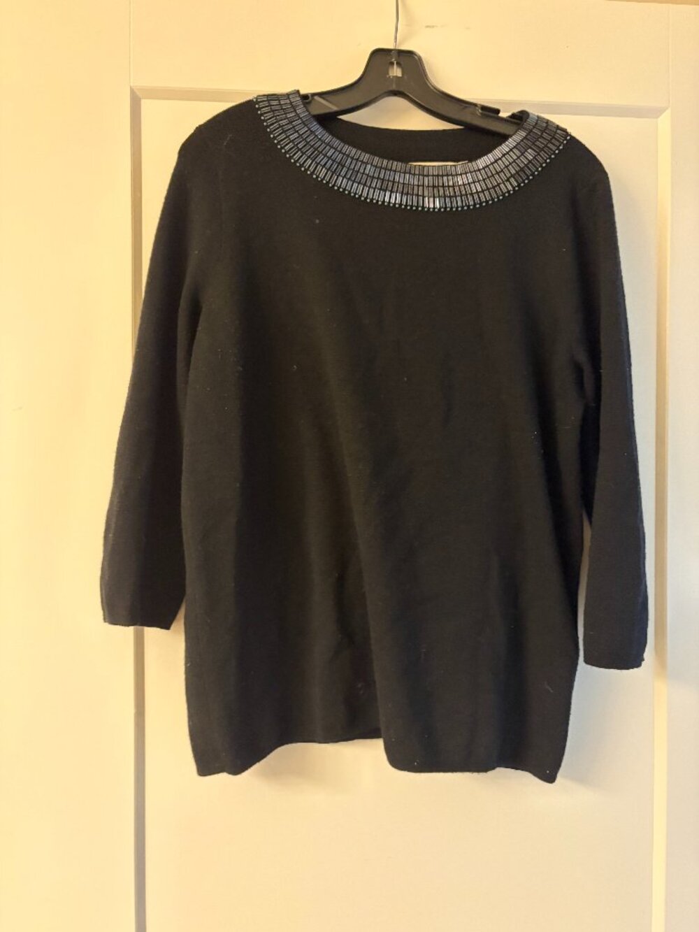 Boden Black Wool Sweater with Metallic Beaded Color